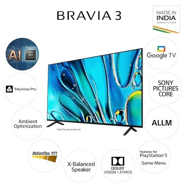 Sony BRAVIA 3 Series 108 cm - 215 cm (43 inches - 85 inches) 4K Ultra HD AI Smart LED Google TV (K-85S30, Black) - Image 4